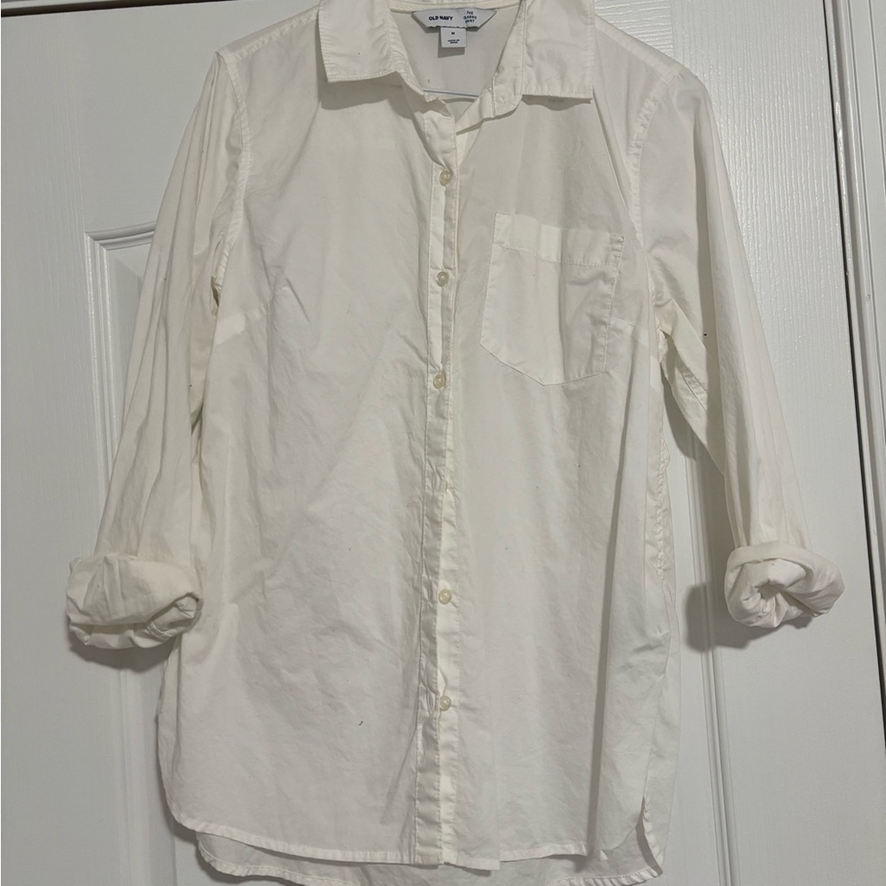 Old Navy Men's White Casual Button Down Shirt